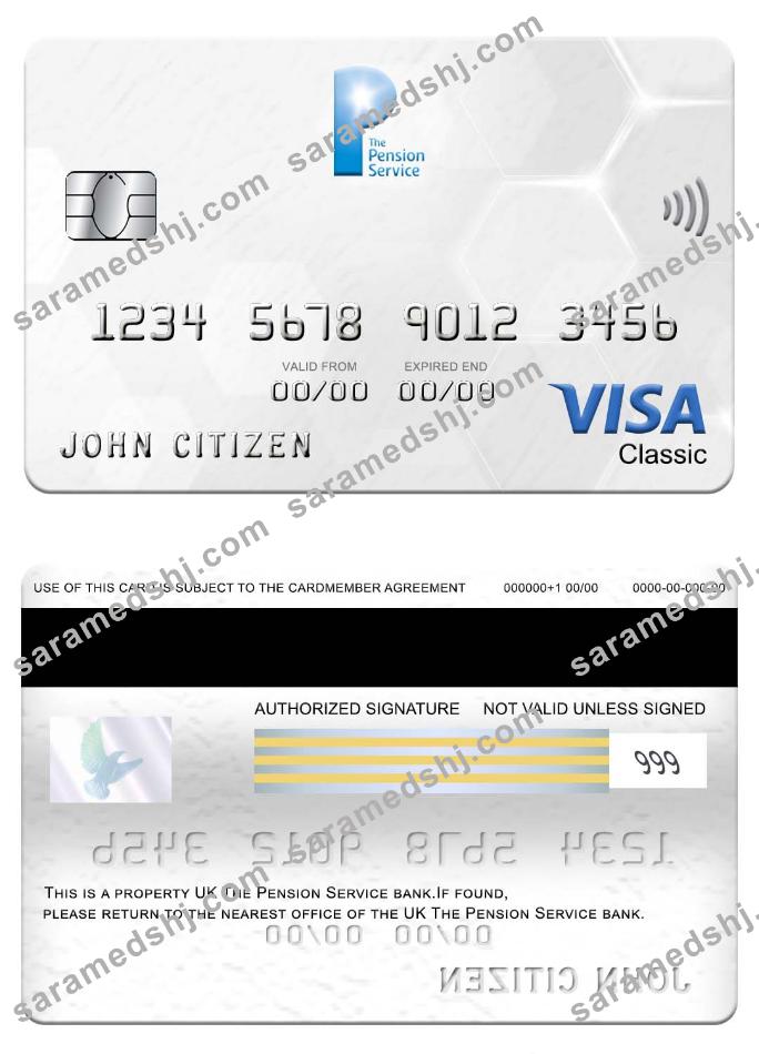 UK The Pension Service bank visa classic card
